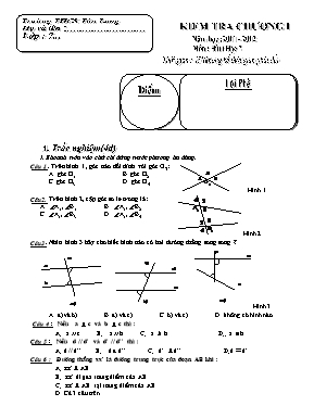 Kiểm tra Chương I môn Hình học 7 - Trường THCS Tân Long